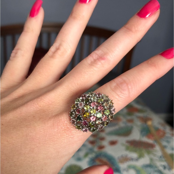 Genuine Unheated Round Tourmaline 3mm 14K White Gold Plate 925 Silver Ring 8 - Picture 9 of 17